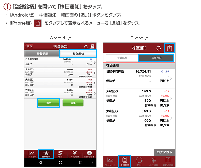 通知の設定方法