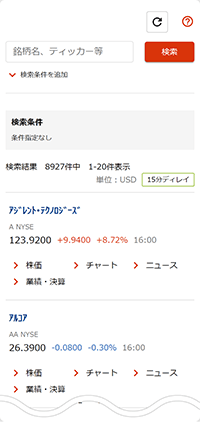 米国個別銘柄 銘柄検索