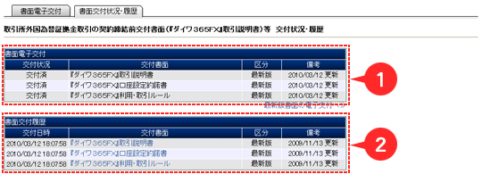 書面交付状況・履歴