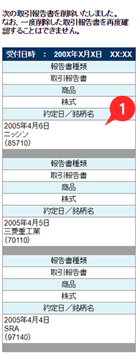 報告書電子交付履歴　取引報告書