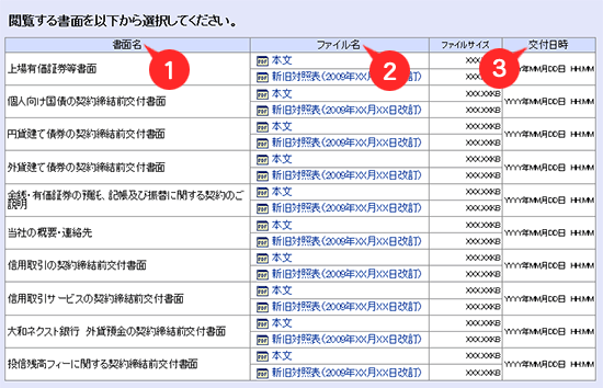 契約締結前交付書面（過去分）　書面選択