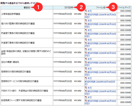 契約締結前交付書面（過去分）　書面選択