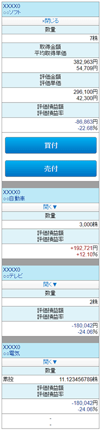 現物株式(一般口座のお客さま)