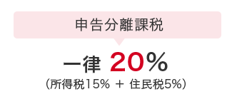 申告分離課税 一律 20% （所得税15%＋住民税5%）