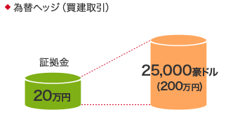 為替ヘッジ（買建取引） 証拠金 20万円 25,000豪ドル(200万円)