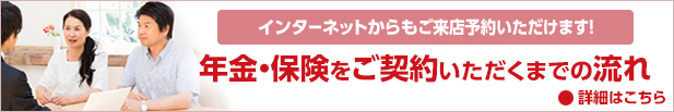 年金・保険をご契約いただくまでの流れ インターネットからもご来店予約いただけます！詳細はこちら